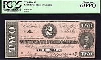 T70, 1864 February 17, $2 Confederate Note, 43926, PCGS63-PPQ